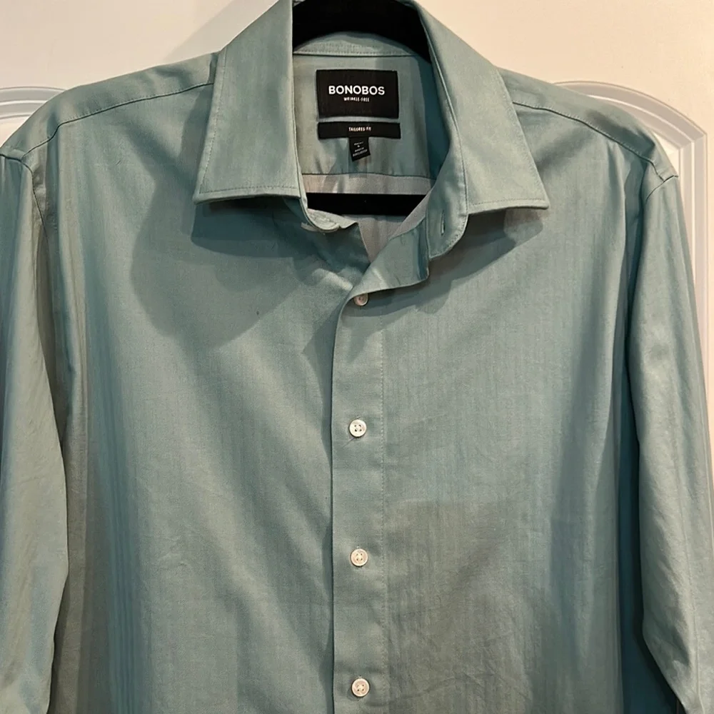 Bonobos Green Dress Shirt Crisp Formal Attire EUC - Picture 3 of 5